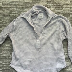 Aerie Gray Waffle Knit Pullover